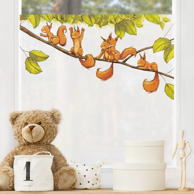 Fensterfolie - Sichtschutz - Jacoby und Stuart - Einhörnchen jubeln - Fensterbilder