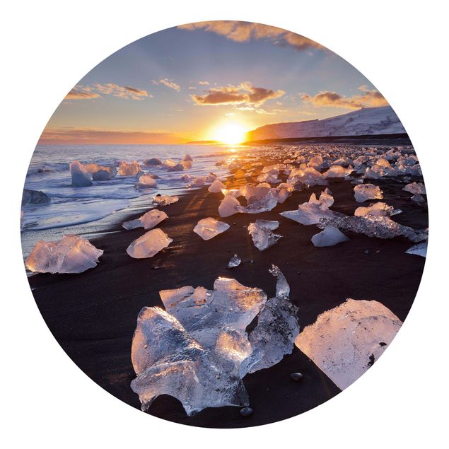 Runde Tapete selbstklebend - Eisbrocken am Strand Island