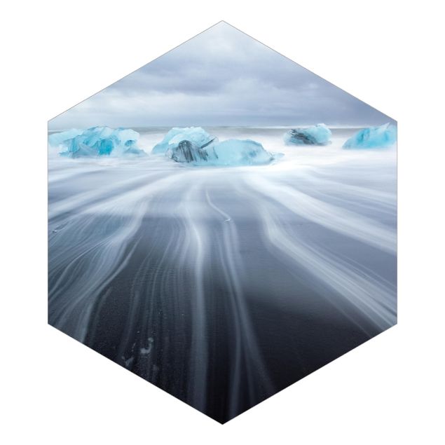 Hexagon Fototapete selbstklebend - Eislandschaft
