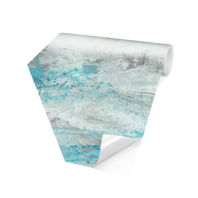 Hexagon Mustertapete selbstklebend - Eismeer I