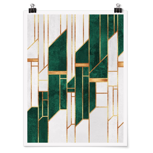 Poster - Emerald und Gold Geometrie - Hochformat 3:4
