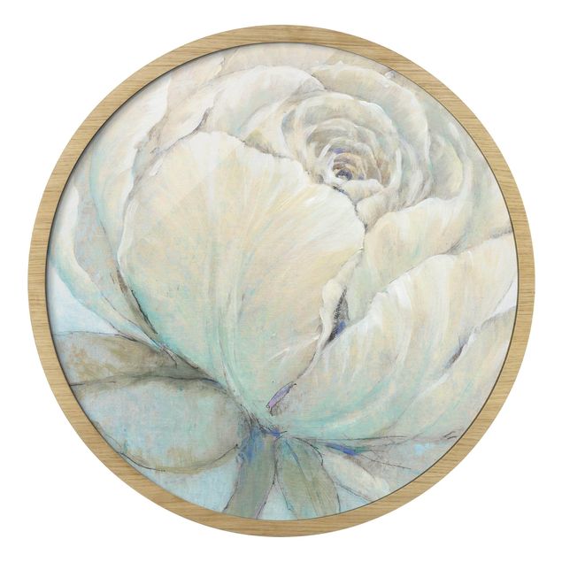 Rundes Gerahmtes Bild - Englische Rose Pastell