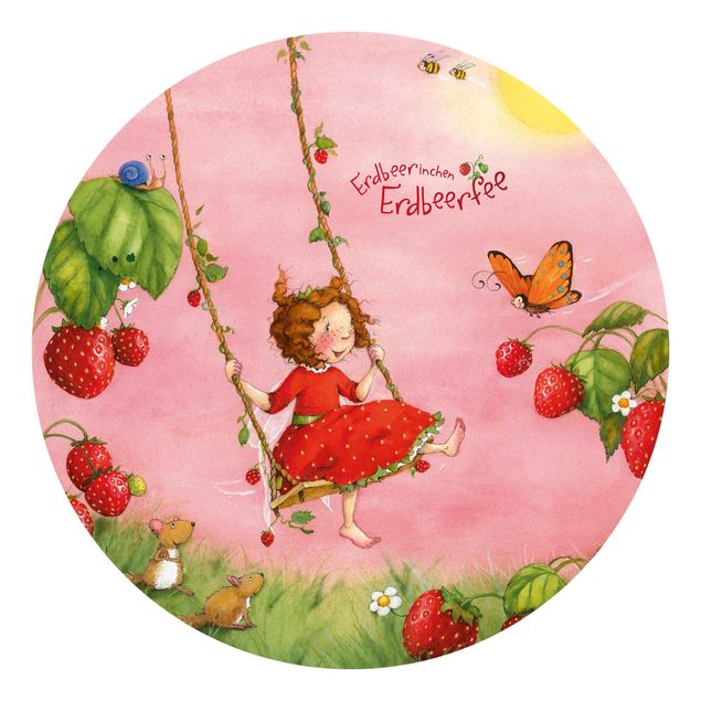 Runde Tapete selbstklebend - Erdbeerinchen Erdbeerfee - Baumschaukel