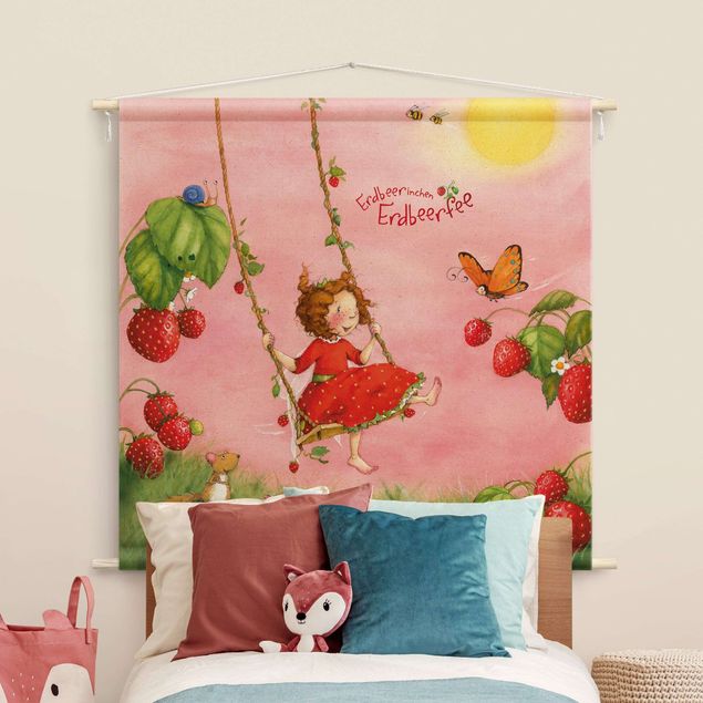 Wandbehang Stoffbild Erdbeerinchen Erdbeerfee - Baumschaukel