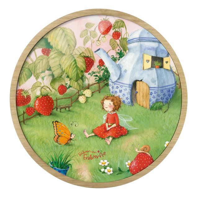 Rundes Gerahmtes Bild - Erdbeerinchen Erdbeerfee - Im Garten