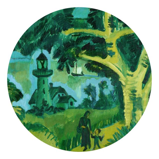 Runde Tapete selbstklebend - Ernst Ludwig Kirchner - Leuchtturm auf Fehmarn