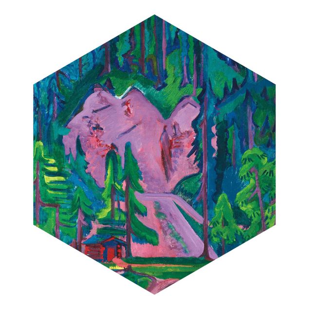 Hexagon Mustertapete selbstklebend - Ernst Ludwig Kirchner - Steinbruch bei Wildboden