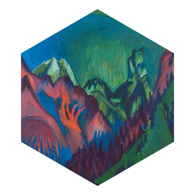Hexagon Mustertapete selbstklebend - Ernst Ludwig Kirchner - Zügenschlucht bei Monstein