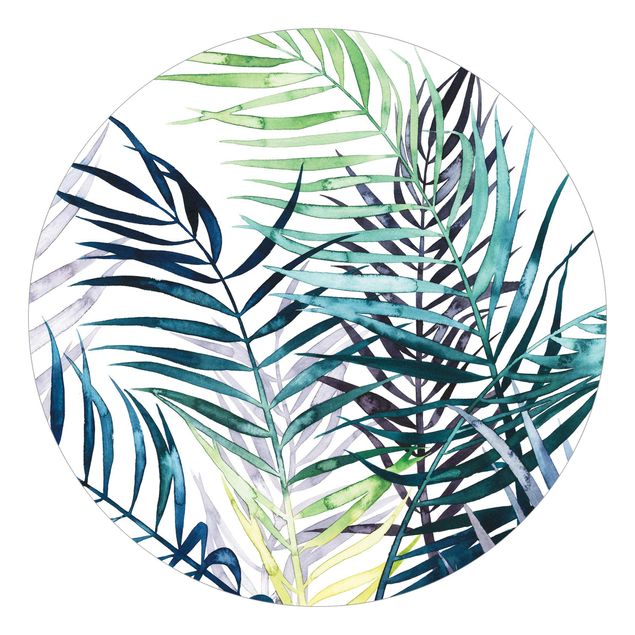 Runde Tapete selbstklebend - Exotisches Blattwerk - Palme