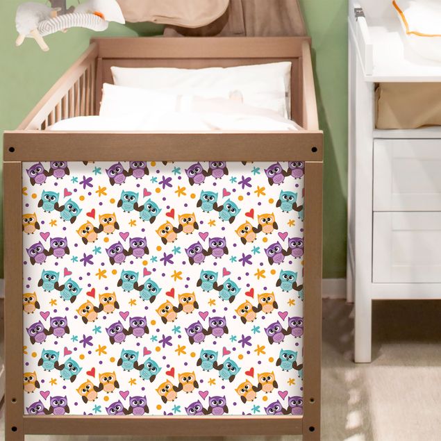 Klebefolie - Süßes Kinderzimmer-Muster mit verliebten Eulen