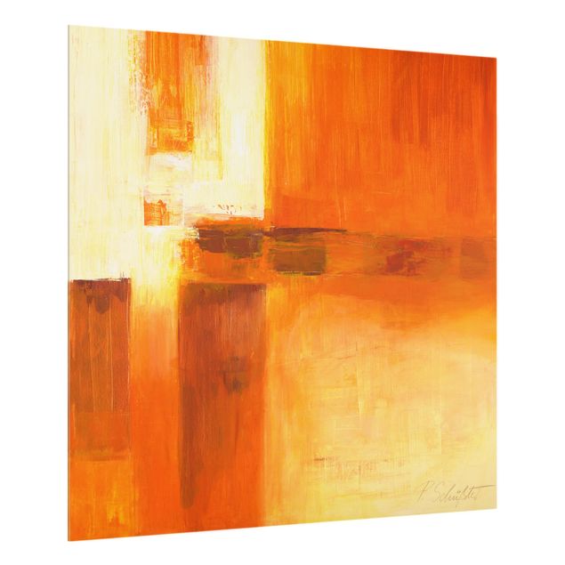 Glas Spritzschutz - Komposition in Orange und Braun 01 - Quadrat - 1:1
