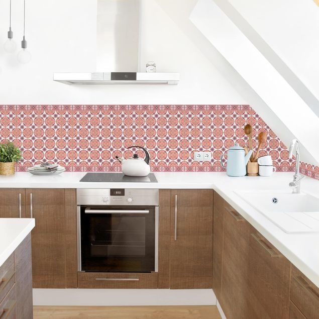 Küchenrückwand - Geometrischer Fliesenmix Kreise Orange