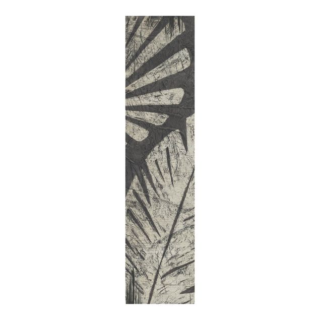 Schiebegardinen Set - Palmenblätter vor Dunkelgrau - Flächenvorhang