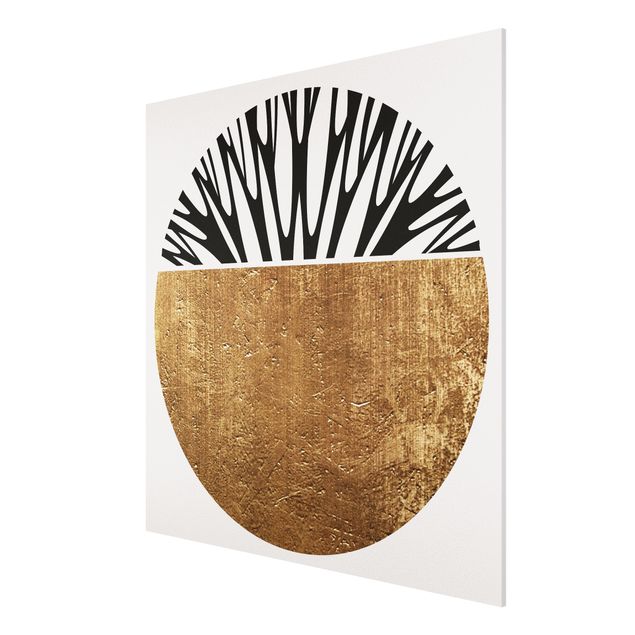 Forex Fine Art Print - Abstrakte Formen - Goldener Kreis - Quadrat 1:1