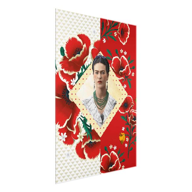 Glasbild - Frida Kahlo - Mohnblüten - Hochformat 3:4