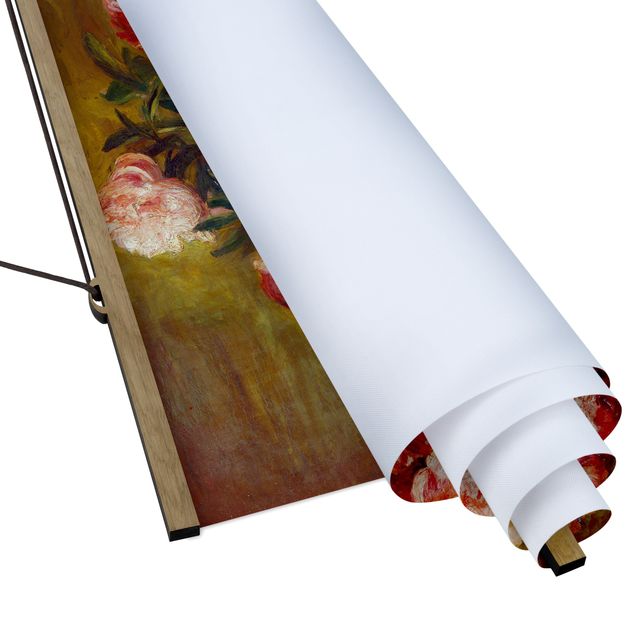 Stoffbild mit Posterleisten - Auguste Renoir - Stillleben mit Pfingstrosen - Querformat 4:3