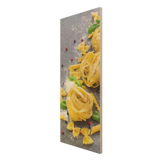 Holzbild - Pastamix mit Basilikum - Panel