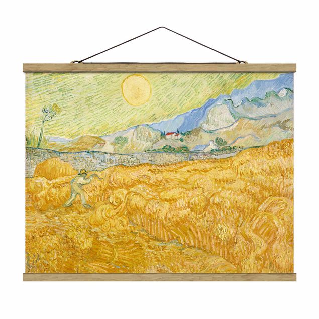 Stoffbild mit Posterleisten - Vincent van Gogh - Kornfeld mit Schnitter - Querformat 4:3