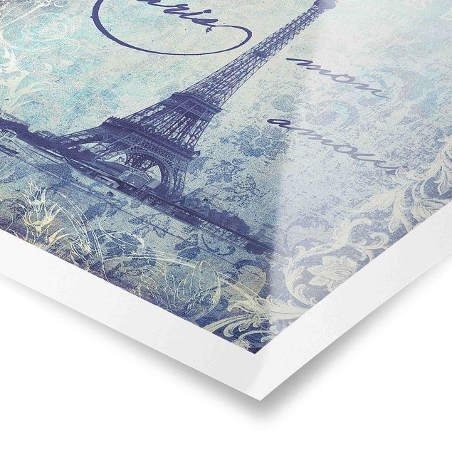 Poster - Vintage Collage - Paris Mon Amour - Quadrat 1:1