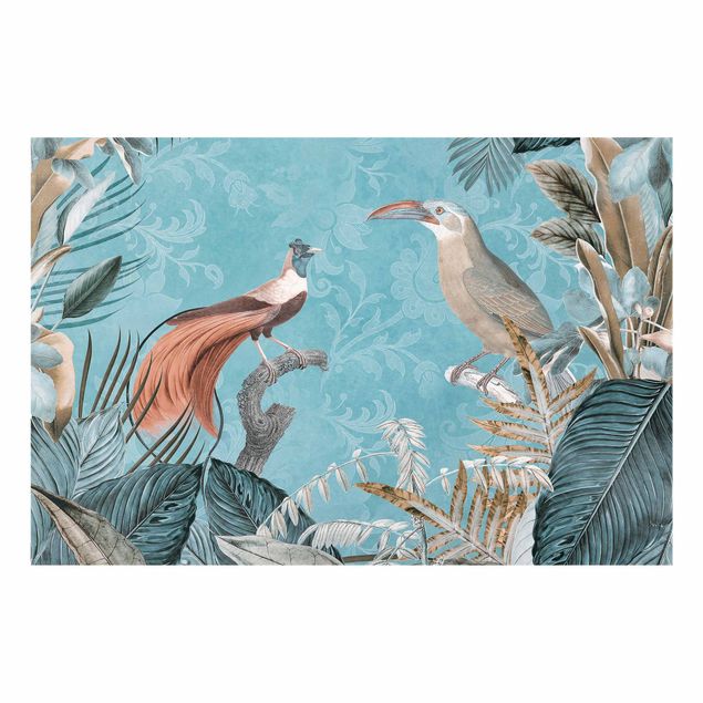 Spritzschutz Glas - Vintage Collage - Paradiesvögel - Querformat 2:3