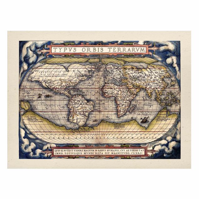 Magnettafel - Historische Weltkarte Typus Orbis Terrarum - Memoboard Querformat 3:4