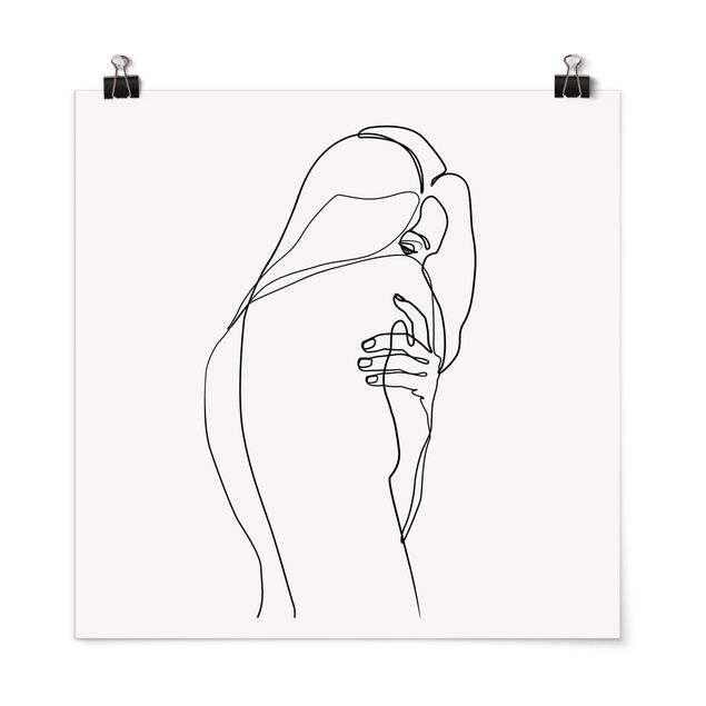 Poster - Line Art Frauenakt Schulter Schwarz Weiß - Quadrat 1:1