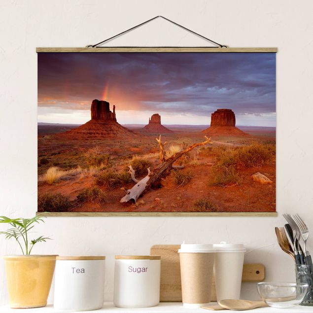Stoffbild mit Posterleisten - Monument Valley bei Sonnenuntergang - Querformat 3:2