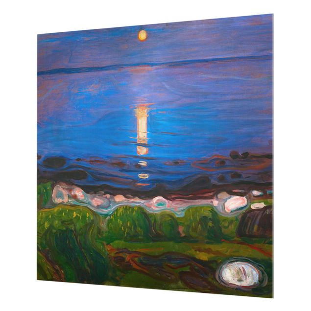 Glas Spritzschutz - Edvard Munch - Sommernacht am Meeresstrand - Quadrat - 1:1