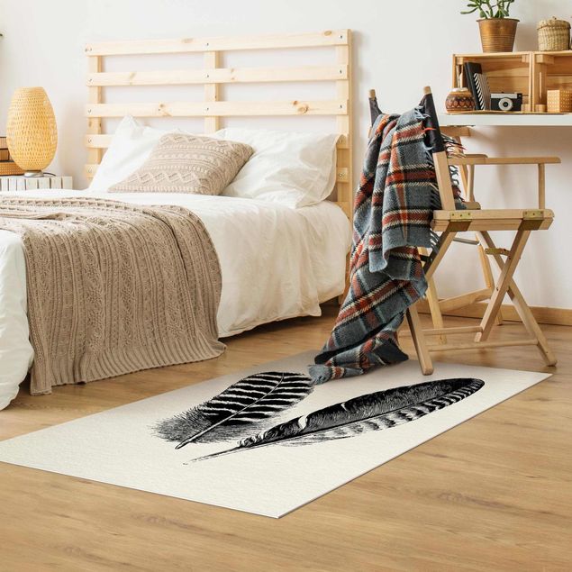 Moderner Teppich Zwei Federn - Zeichnung