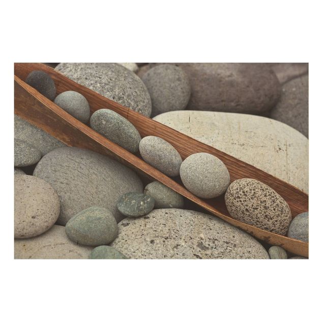 Holzbild - Stillleben mit grauen Steinen - Querformat 2:3
