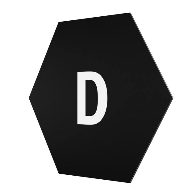 Hexagon Bild Alu-Dibond - Buchstabe Schwarz D