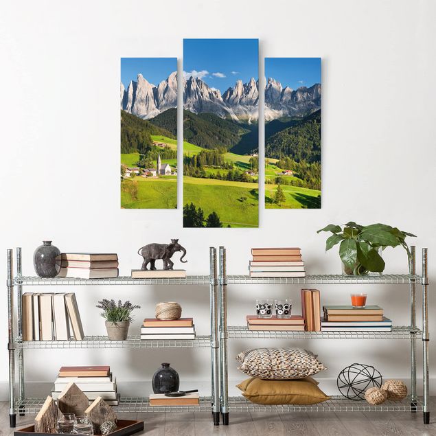 Leinwandbild 3-teilig - Geislerspitzen in Südtirol - Galerie Triptychon