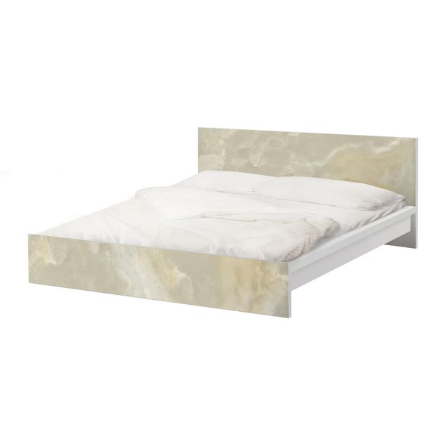 Möbelfolie für IKEA Malm Bett niedrig 180x200cm - Onyx Marmor Creme