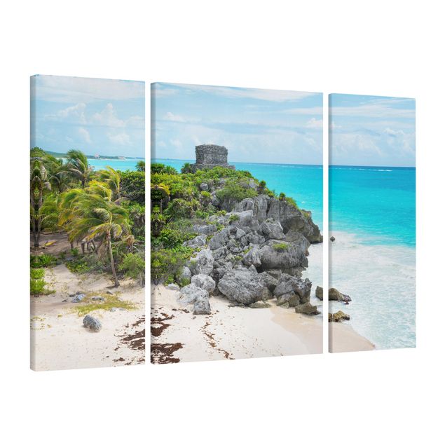 Leinwandbild 3-teilig - Karibikküste Tulum Ruinen - Triptychon