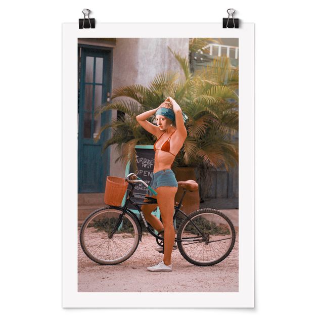 Poster - Fahrrad Mädchen - Hochformat 2:3