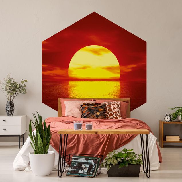 Hexagon Mustertapete selbstklebend - Fantastic Sunset