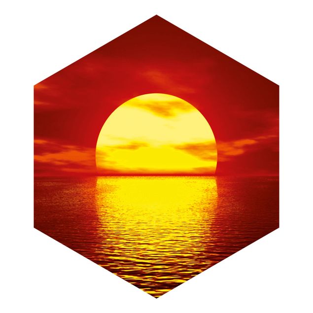 Hexagon Mustertapete selbstklebend - Fantastic Sunset