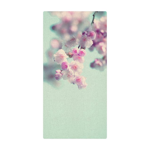 Kork-Teppich - Farbenfrohe Kirschblüten - Hochformat 1:2