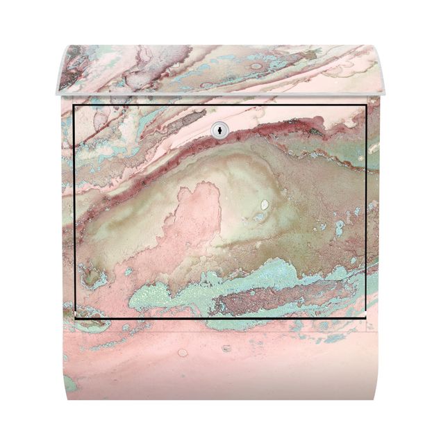 Briefkasten - Farbexperimente Marmor Rose und Türkis