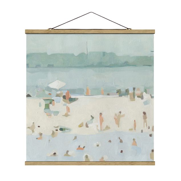 Stoffbild mit Posterleisten - Sandbank im Meer I - Quadrat 1:1