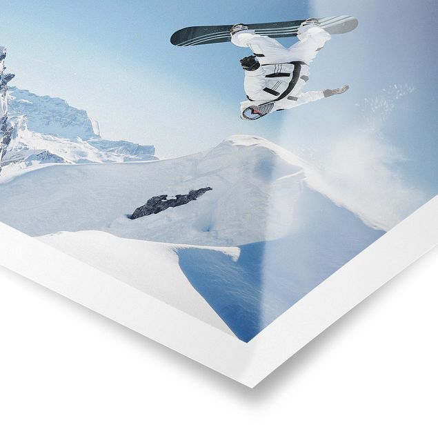 Poster - Fliegender Snowboarder - Querformat 2:3