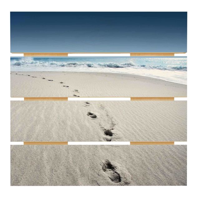 Holzbild - Spuren im Sand - Quadrat 1:1