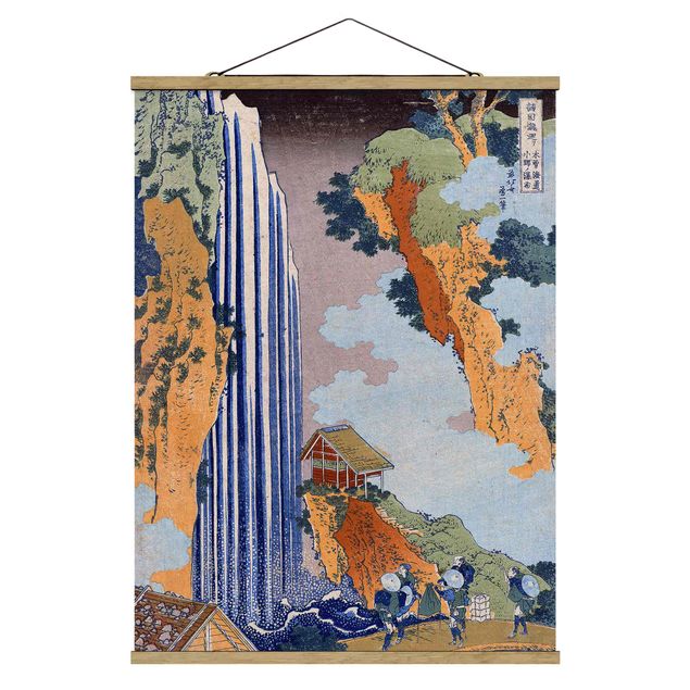 Stoffbild mit Posterleisten - Katsushika Hokusai - Ono Wasserfall - Hochformat 3:4