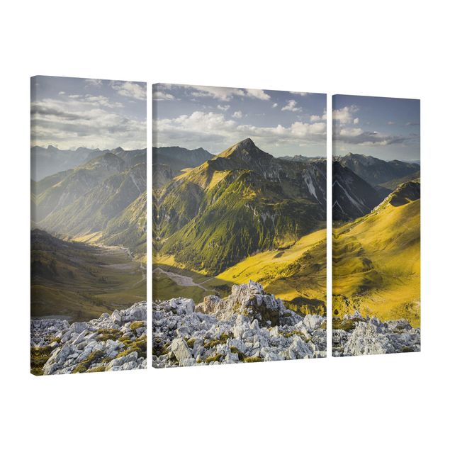 Leinwandbild 3-teilig - Berge und Tal der Lechtaler Alpen in Tirol - Triptychon