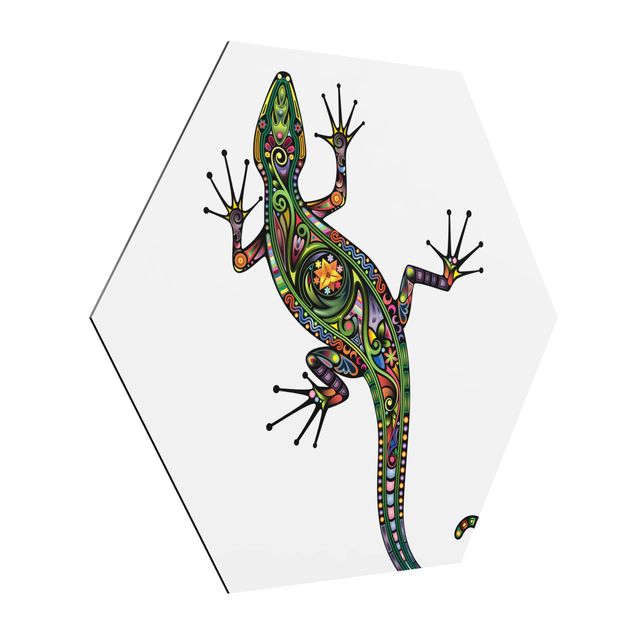 Hexagon Bild Alu-Dibond - Geckomuster