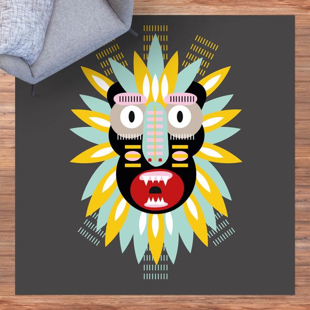 Moderner Teppich Collage Ethno Maske - King Kong