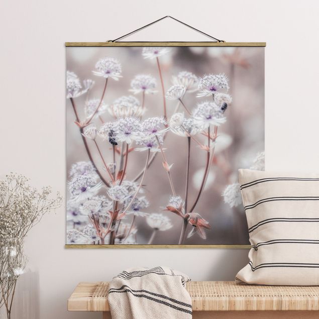 Stoffbild mit Posterleisten - Federleichte Wildblumen - Quadrat 1:1