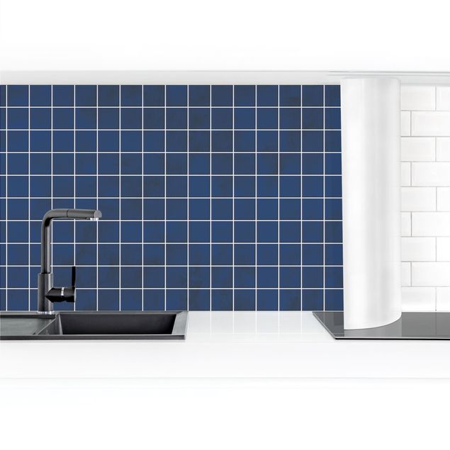 Küchenrückwand - Mosaik Beton Fliesen - Blau