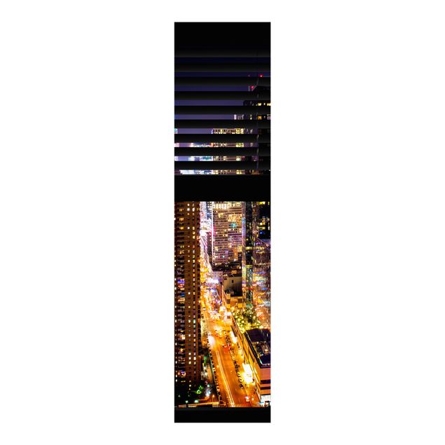 Schiebegardinen Set - Fensterblick Jalousie - Manhattan bei Nacht - Flächenvorhänge