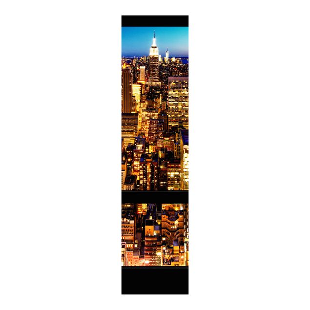 Schiebegardinen Set - Fensterblick New York bei Nacht - Flächenvorhänge
